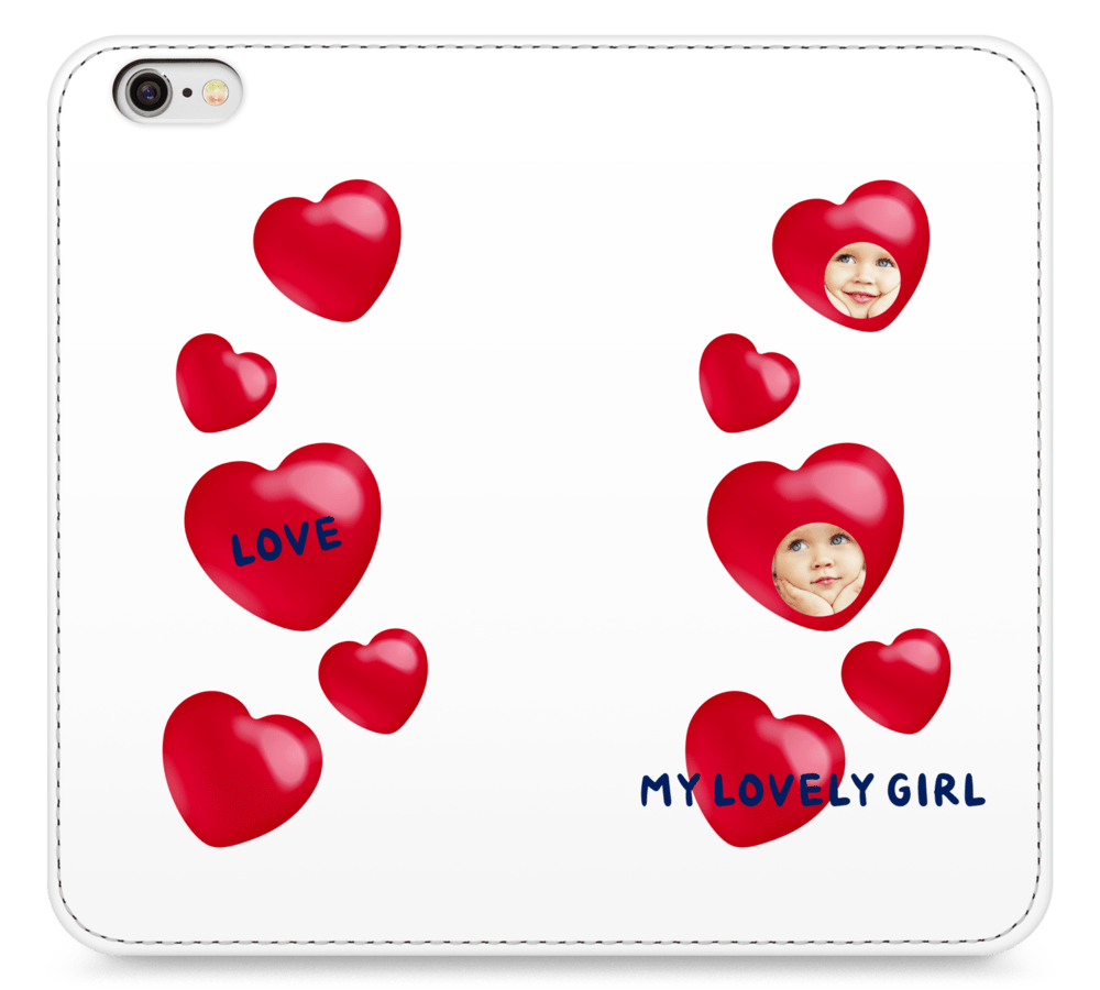 おしゃれなオリジナル手帳型iphoneケース ぷくぷくハート プリスマ おしゃれなオリジナル手帳型iphoneケース ぷくぷくハート プリスマ